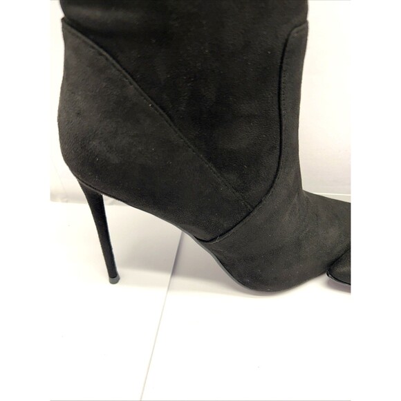 Steve Madden Black Thigh High Pointed Toe Stiletto Heel Stretch Fabric Sz 9M NEW - Picture 3 of 12